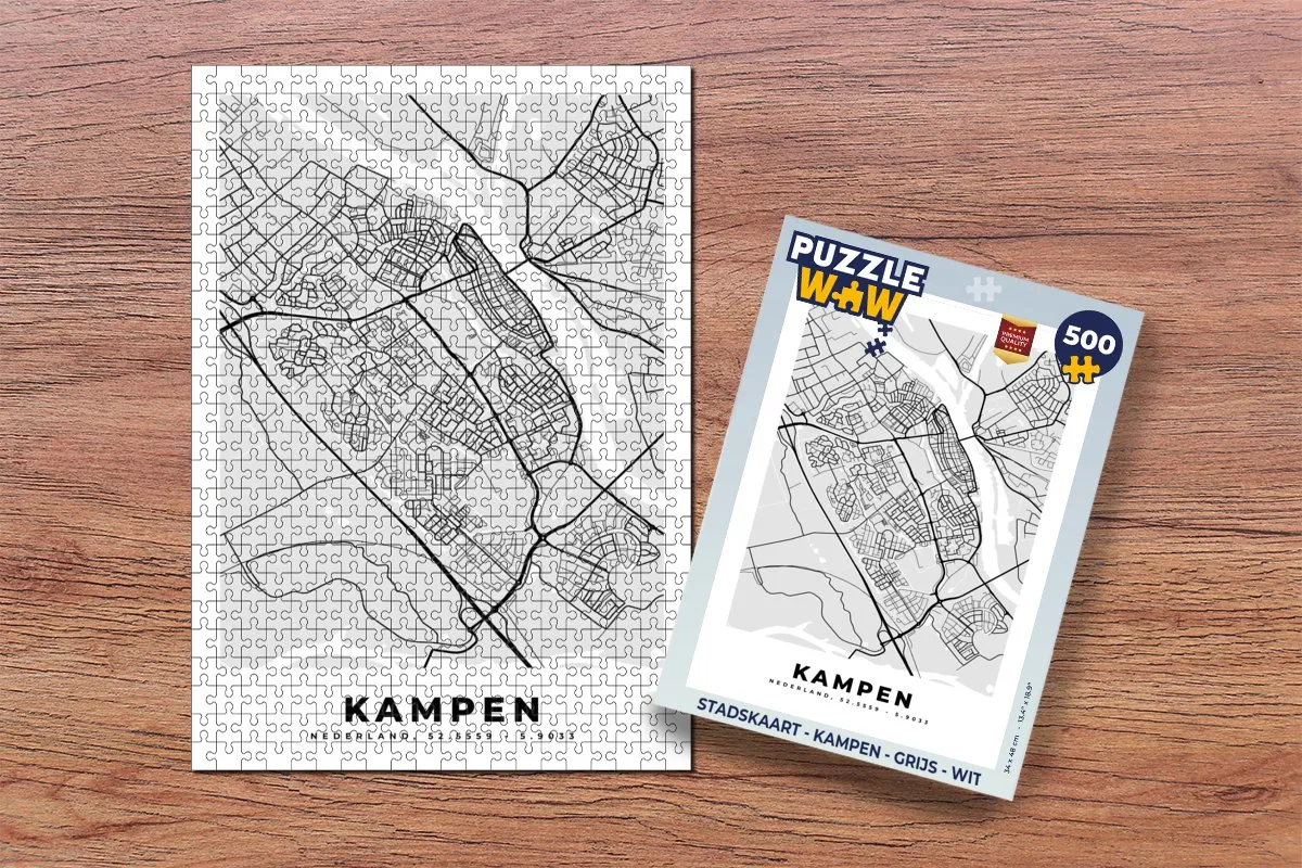 PuzzleWow Stadskaart Kampen Legpuzzel 500 Stuks - Multicolor