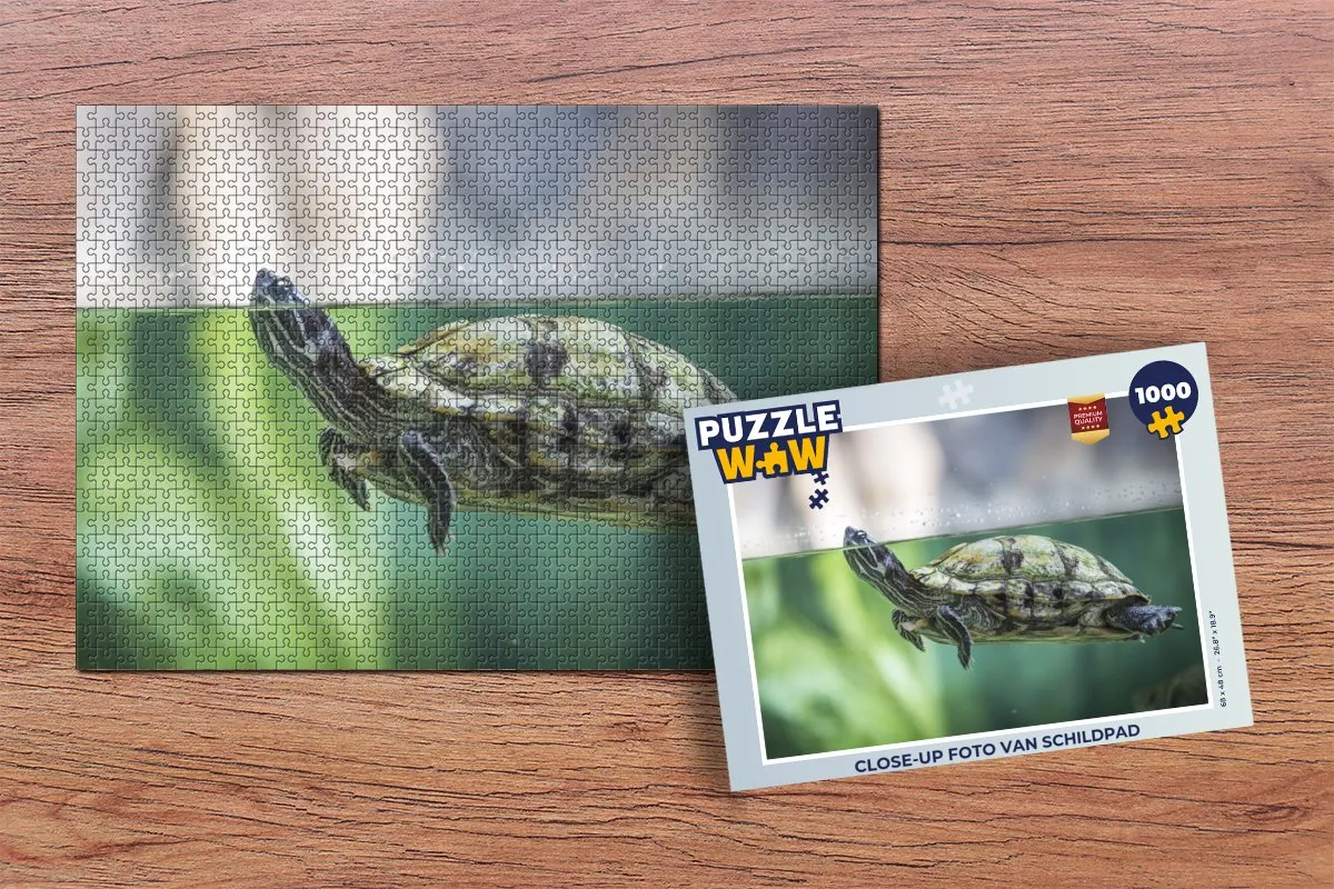 PuzzleWow Legpuzzel 1000 Stuks - Schildpad Close-up Multicolor