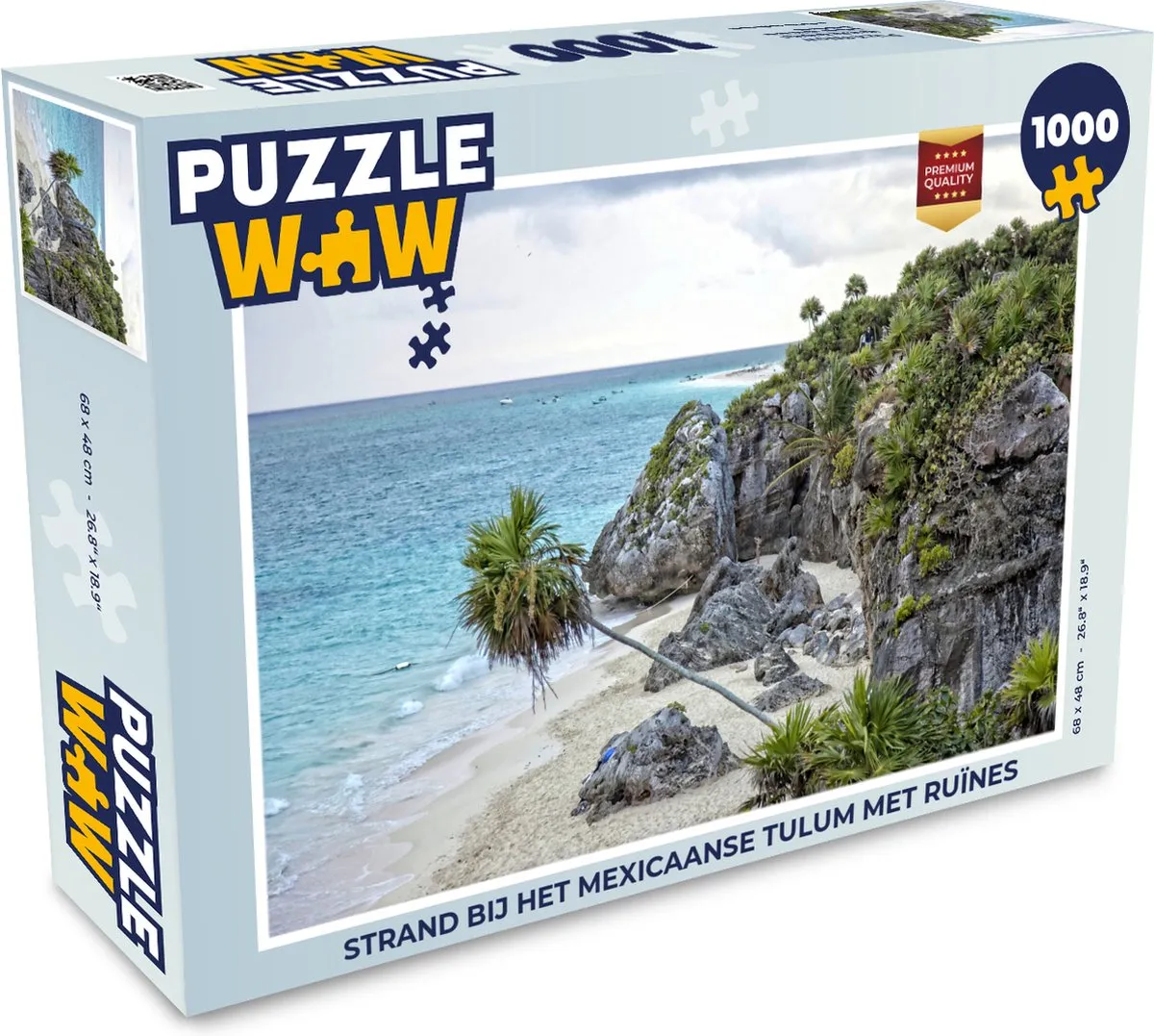 PuzzleWow Strand bij Tulum met Ruïnes Legpuzzel 1000 Stuks - Multicolor