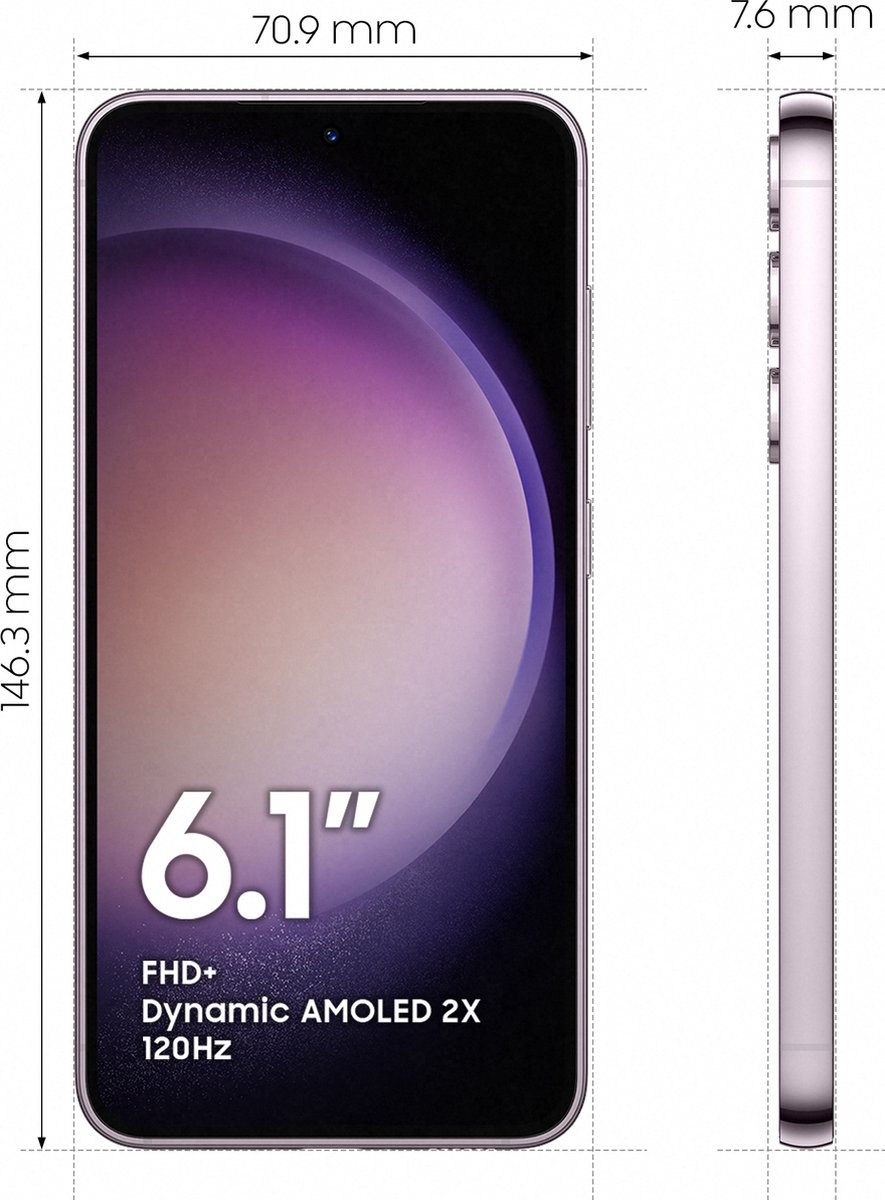 Samsung Galaxy S23 15,5 cm (6.1") Dual SIM Android 13 5G USB Type-C 8 GB 128 GB 3900 mAh Lavendel