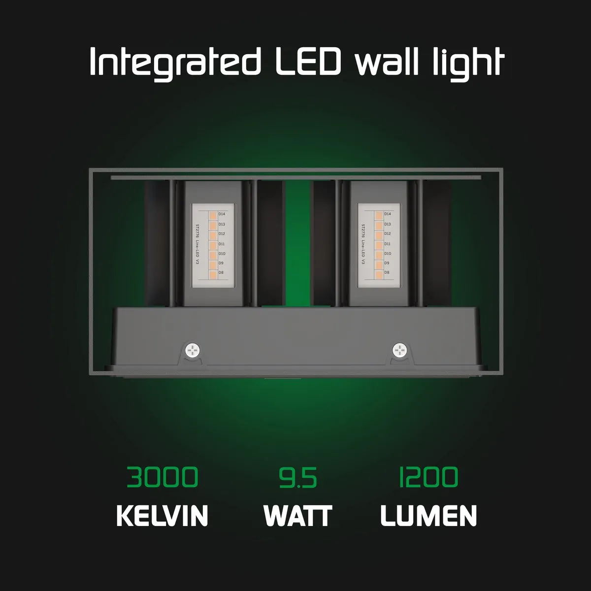 LEDVION Tweezijdige Wandlamp 9,5W 3000K IP54 - Zwart