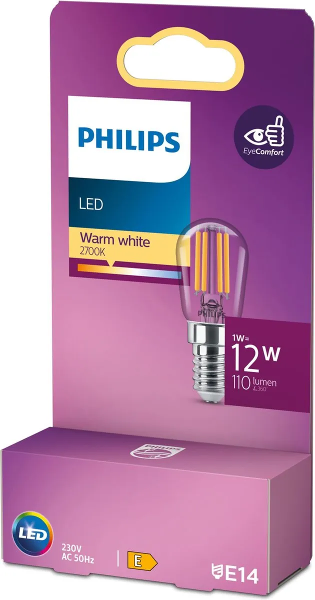 Philips LED T25 Koelkastlamp E14 12W Warmwit