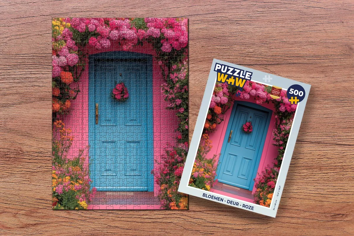 PuzzleWow Bloemen Deur Roze Legpuzzel 500 Stuks - 8721179514717
