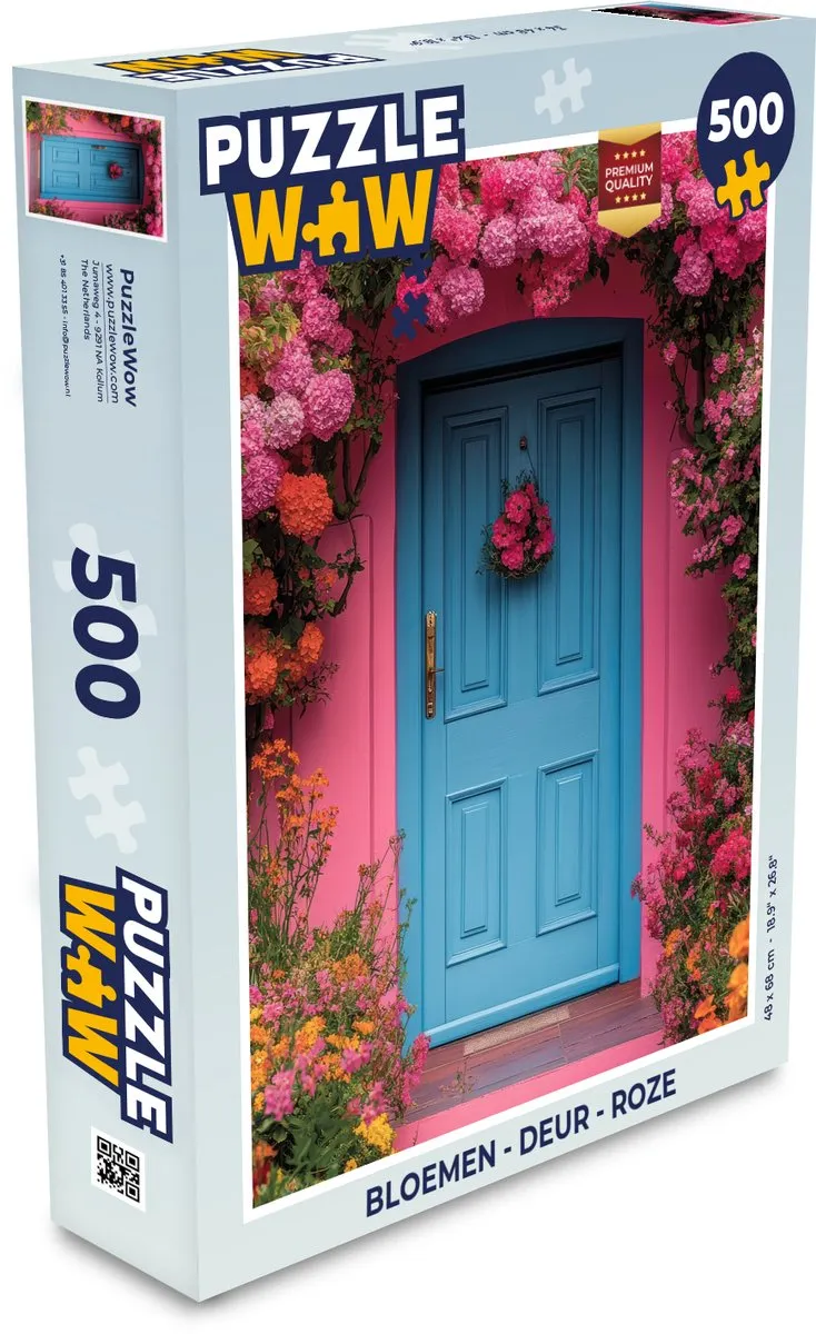 PuzzleWow Bloemen Deur Roze Legpuzzel 500 Stuks