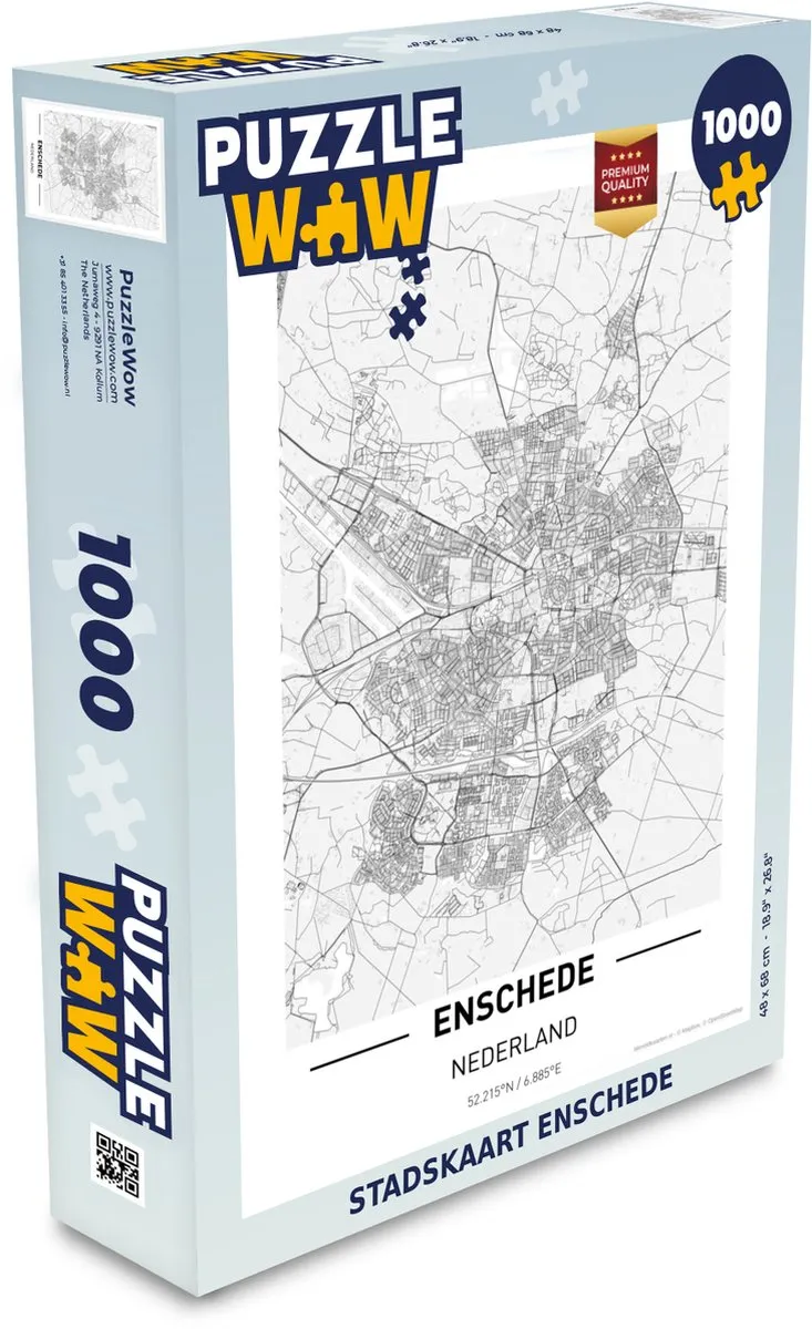 PuzzleWow Stadskaart Enschede Legpuzzel 1000 Stuks
