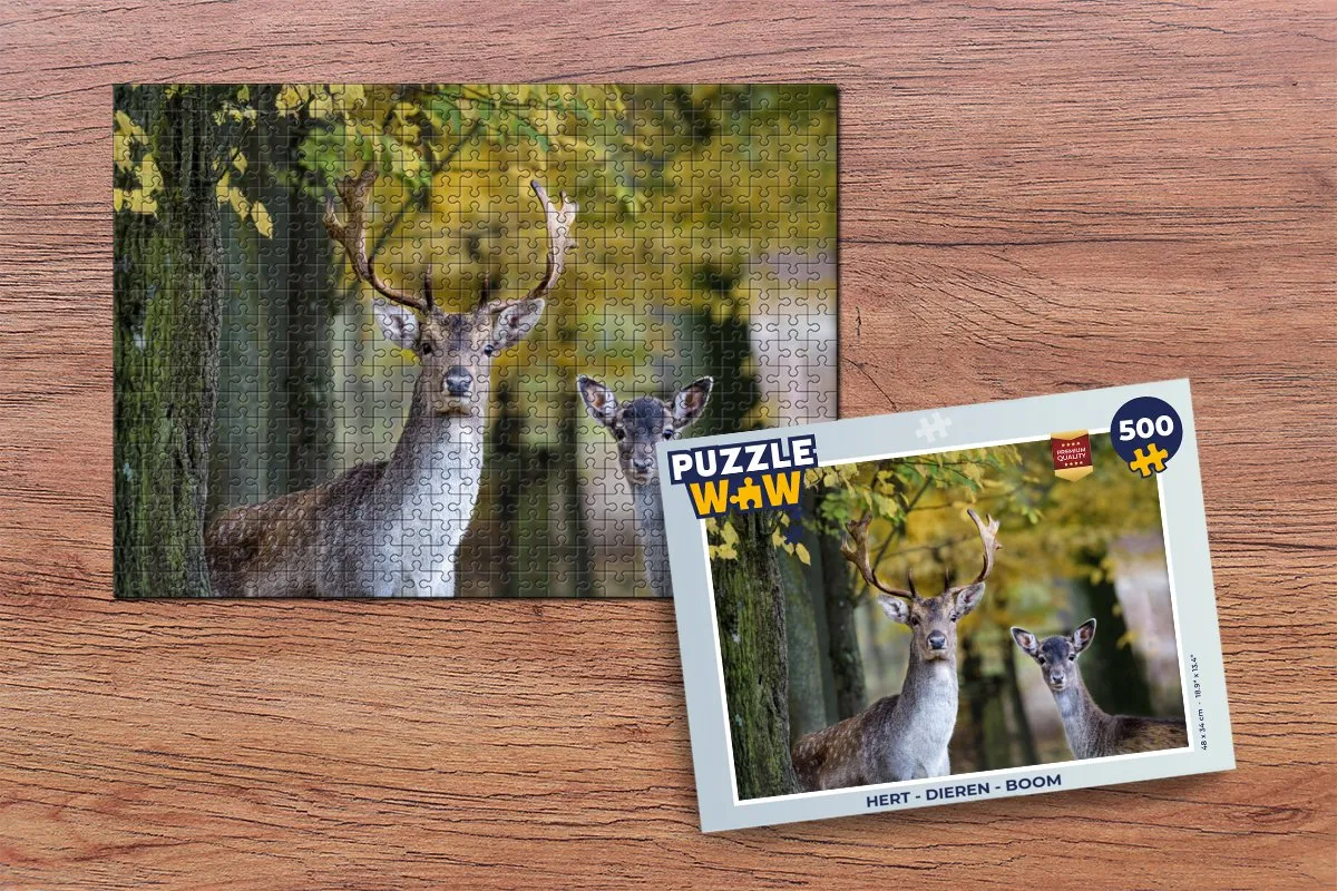 PuzzleWow Hert Dierenboom Legpuzzel 500 Stuks - Multicolor