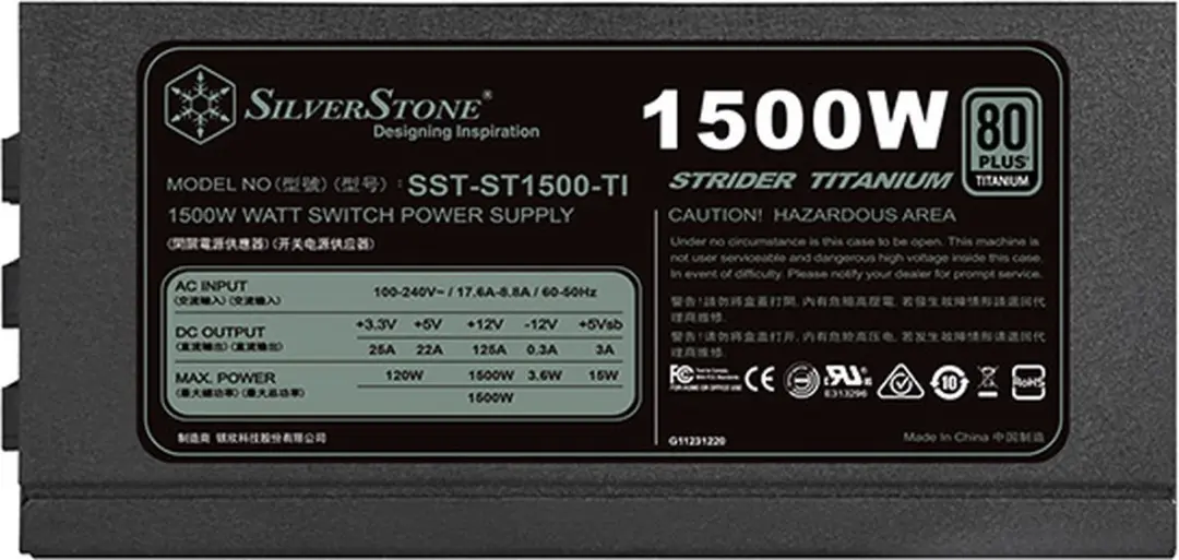 SilverStone ST1500-TI Voeding 1500W - ATX - Zwart