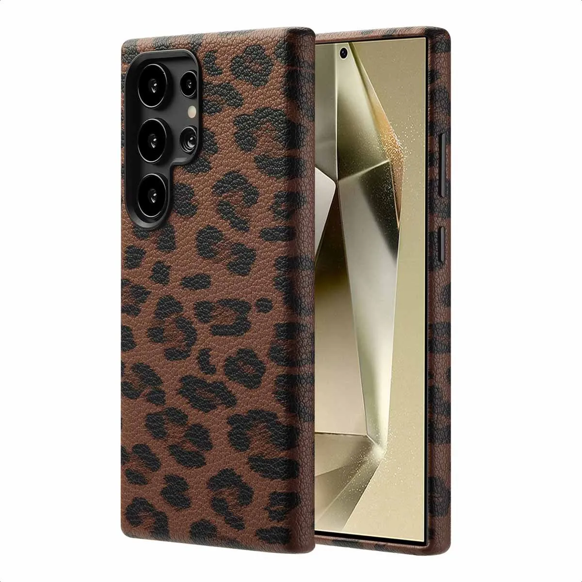 Selencia Hoesje Samsung Galaxy S24 Ultra - Sabi Panterprint Mocha Brown