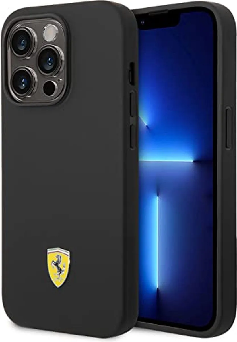Ferrari Silicone Hoes iPhone 14 Pro - Zwart