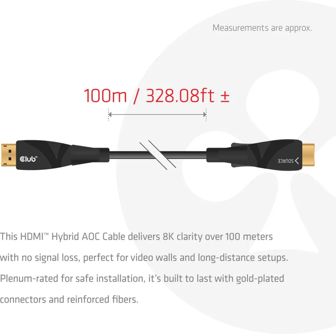 Club 3D AOC Kabel 4K120Hz/8K60Hz 100m - Zwart - afbeelding 4 van 6