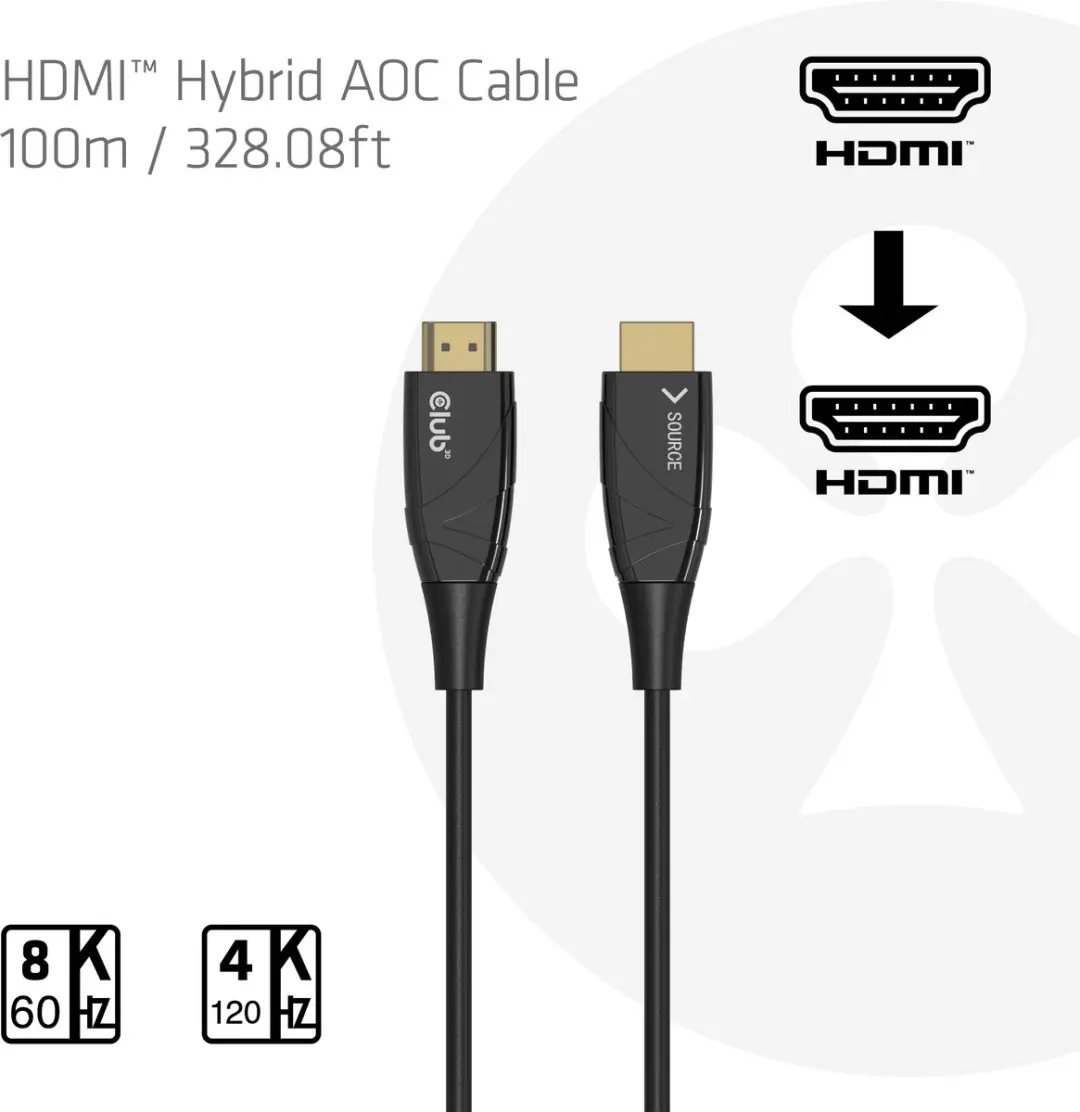Club 3D AOC Kabel 4K120Hz/8K60Hz 100m - Zwart - afbeelding 5 van 6