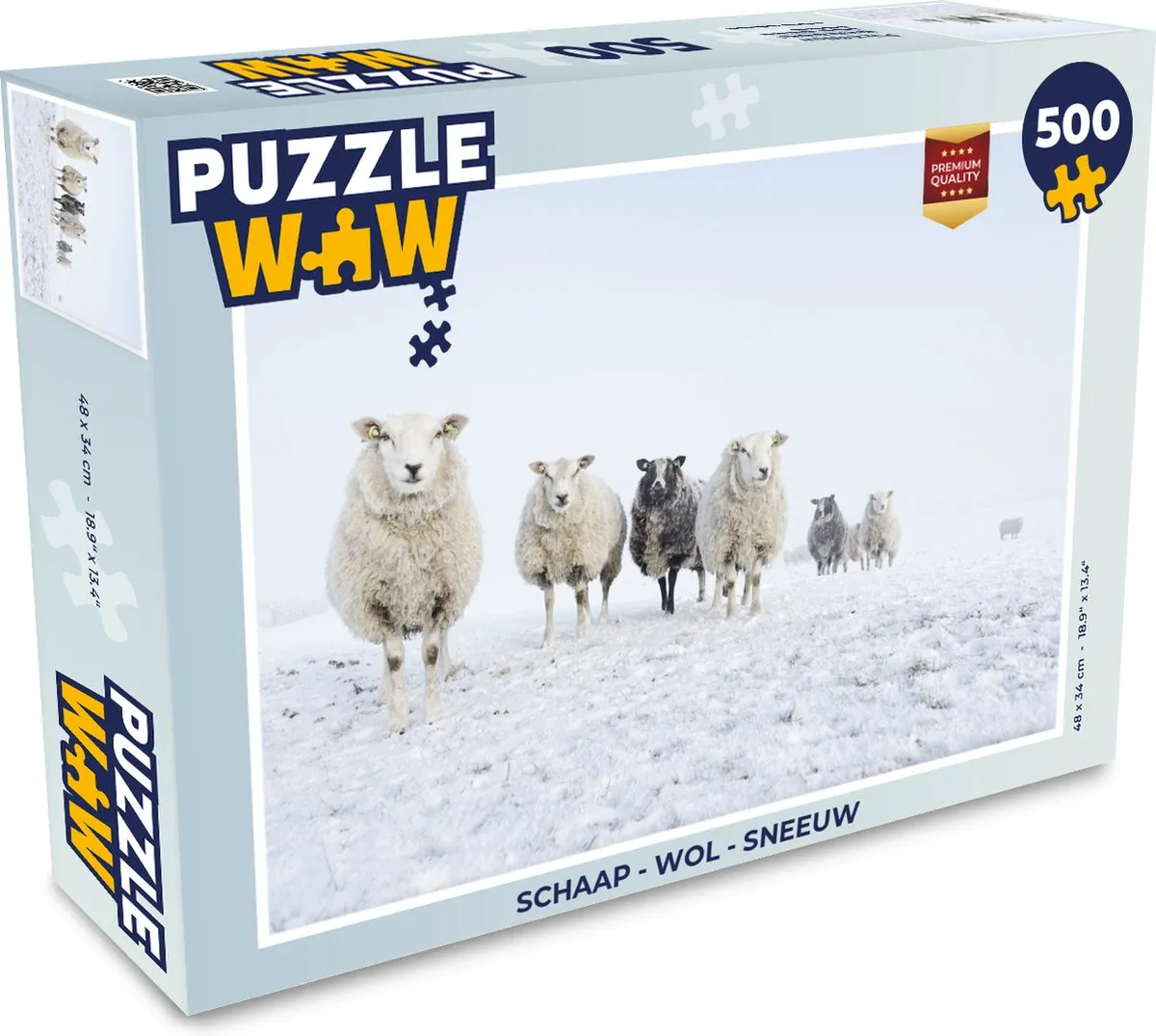 PuzzleWow Wol Sneeuw Legpuzzel 500 Stuks - Multicolor