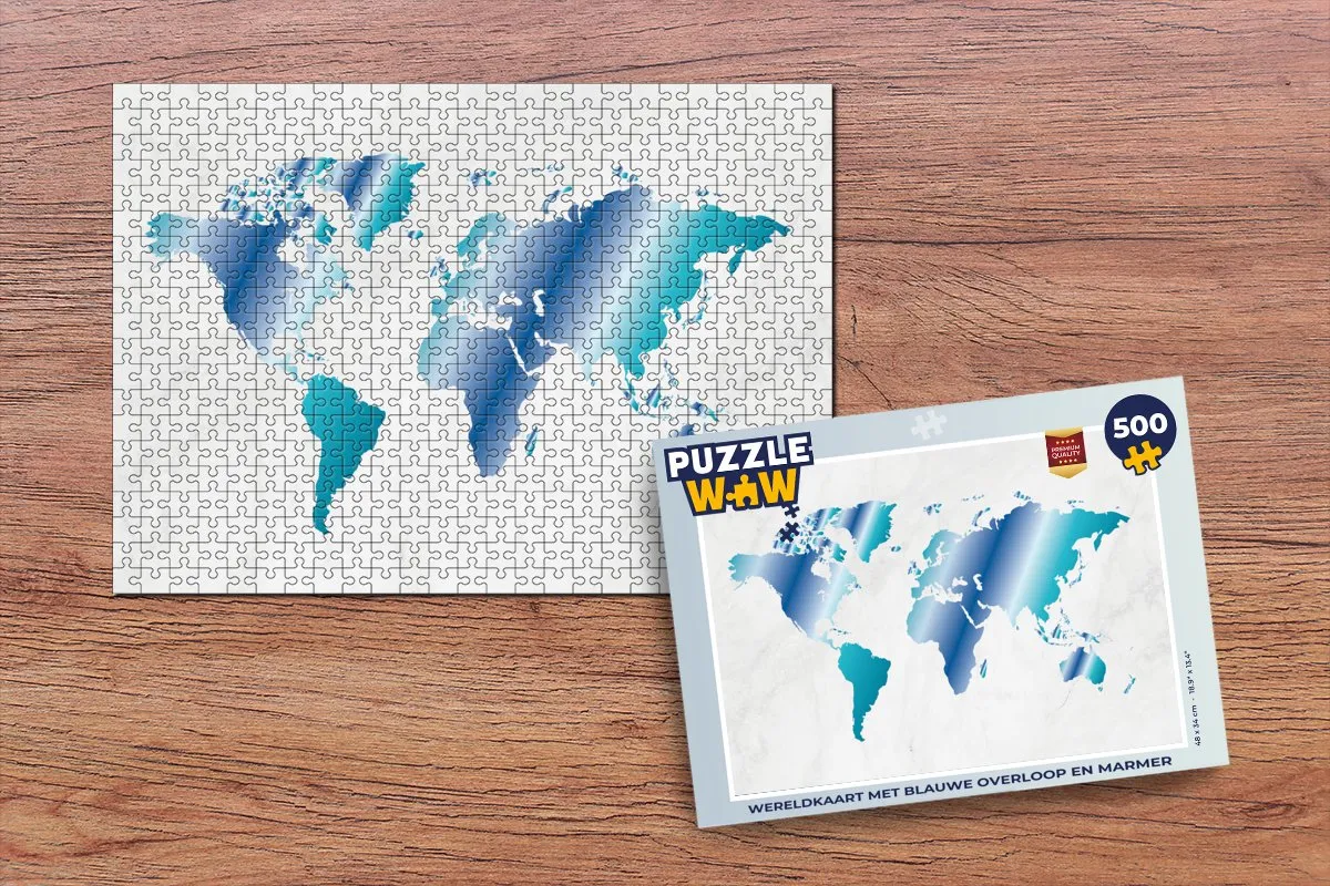 PuzzleWow Wereldkaart Legpuzzel 500 Stuks - Multicolor