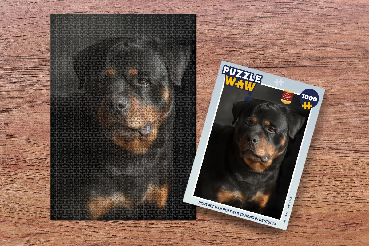 PuzzleWow Portret van Rottweiler Legpuzzel 1000 Stuks - Multicolor