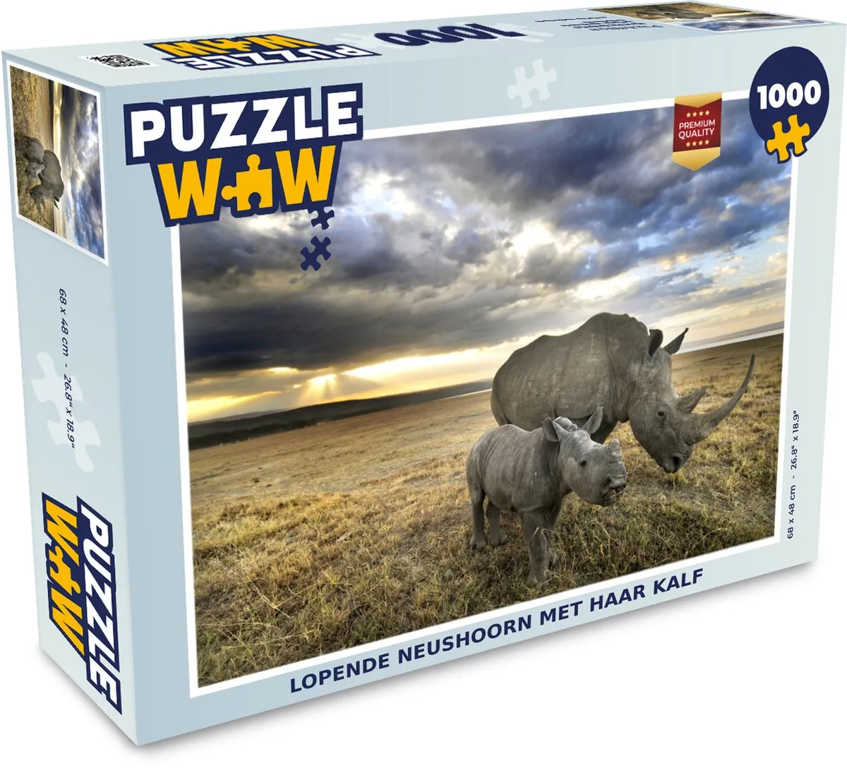 PuzzleWow Neushoorn Legpuzzel 1000 Stuks
