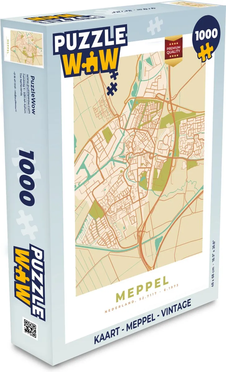 PuzzleWow Meppel Vintage Legpuzzel 1000 Stuks - Multicolor