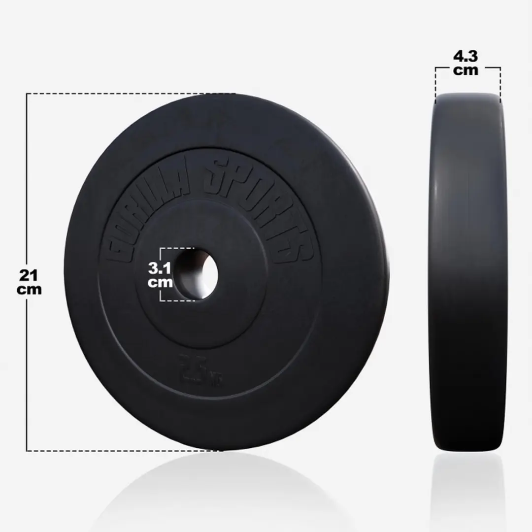 Gorilla Sports Halterschijf 30mm Kunststof 2,5kg - Zwart