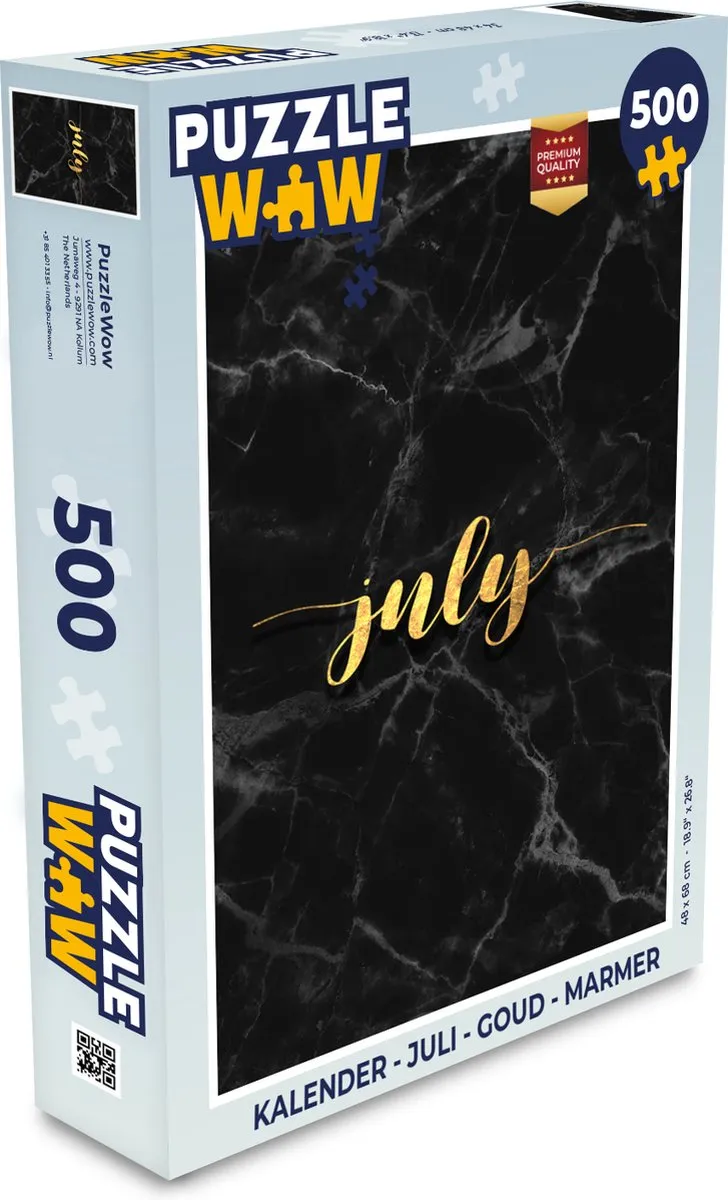 PuzzleWow Legpuzzel 500 Stuks - Juli Thema - Goud Marmer - 7435043984940