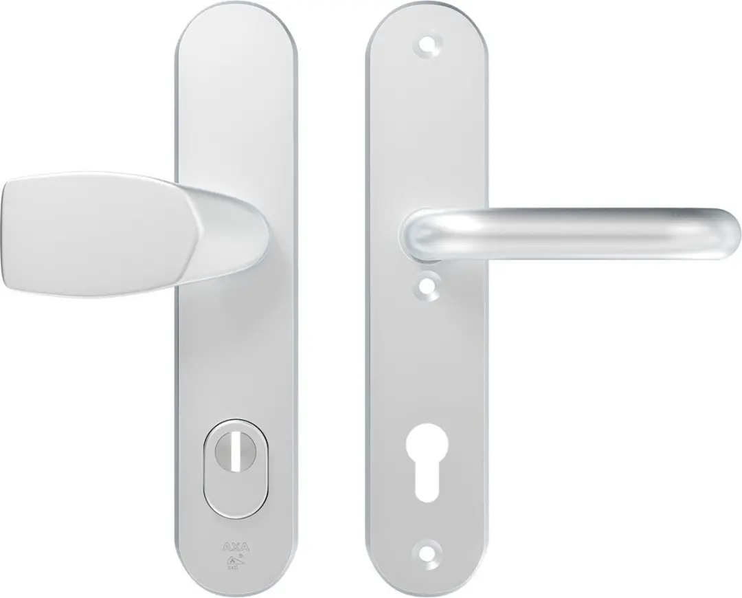 AXA Veiligheidsbeslag (Oval Plus) Aluminium glad: Knop-Kruk (model Wing/U) PC92
