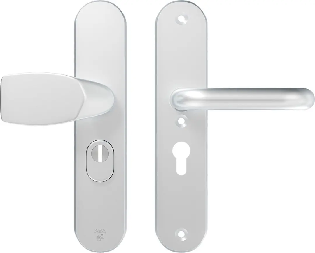 AXA Veiligheidsbeslag (Oval Plus) Aluminium Glad: Knop-Kruk (Wing/U) PC55 met ke