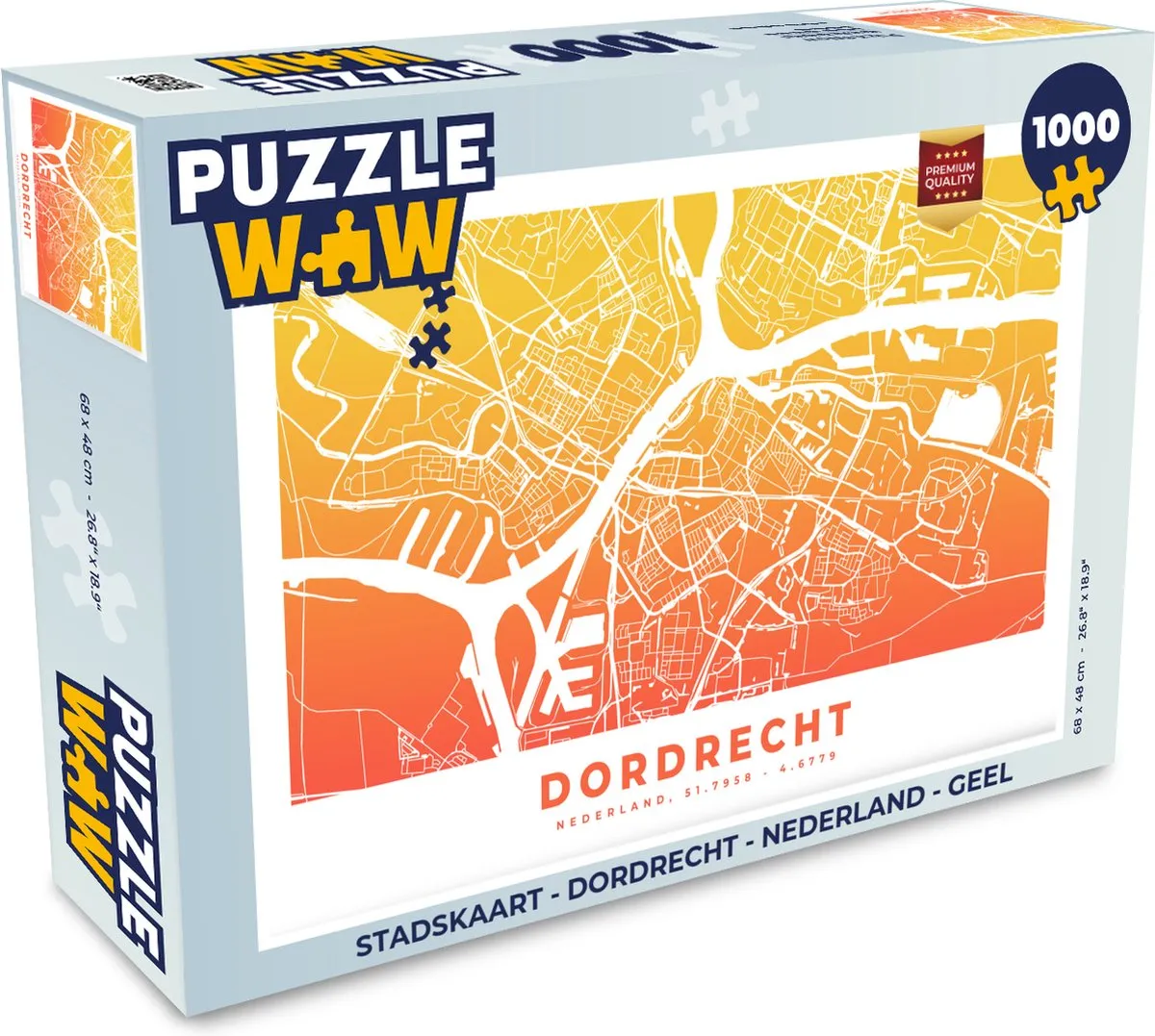PuzzleWow Stadskaart Dordrecht Legpuzzel 1000 Stuks