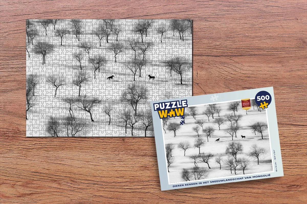 PuzzleWow Legpuzzel Dieren in Mongolië 500 Stuks - Multicolor