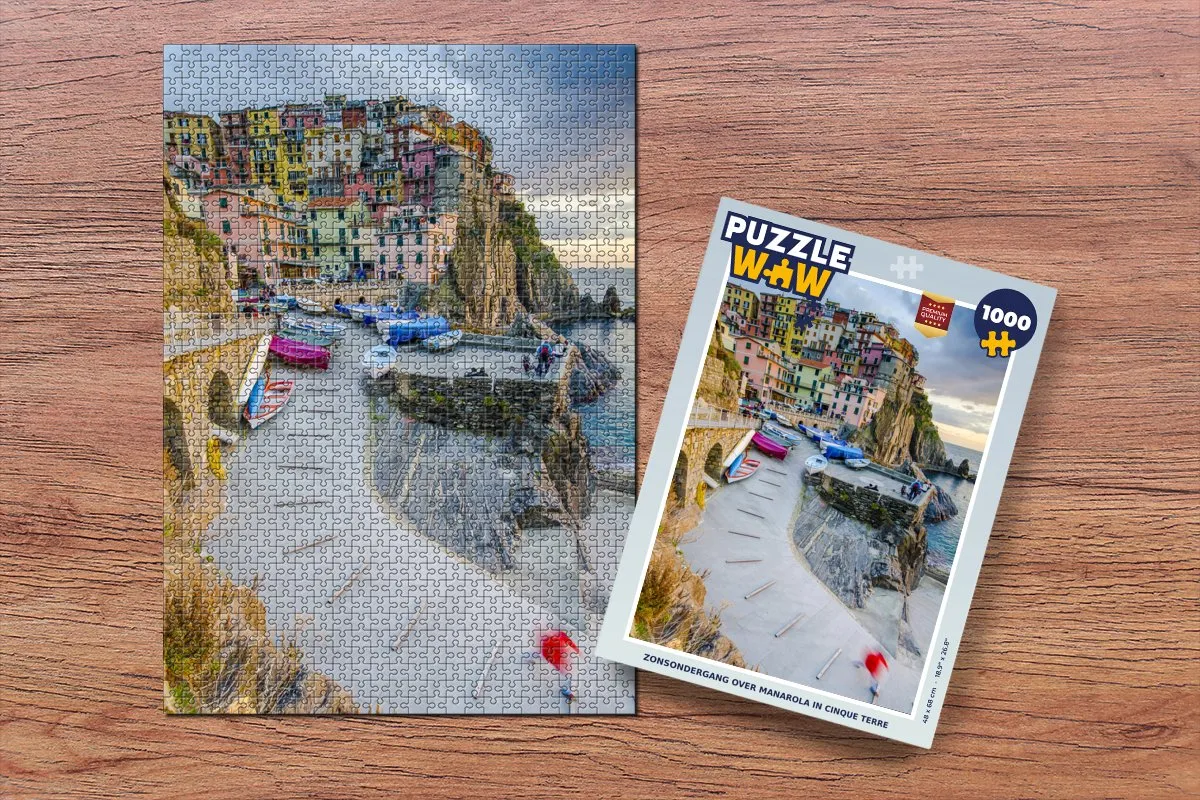PuzzleWow Legpuzzel Zonsondergang Manarola - 1000 Stuks - Multicolor