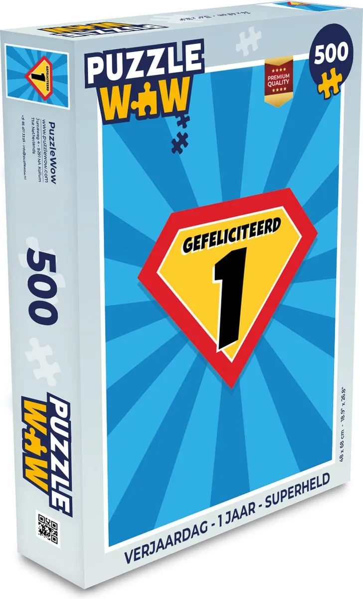 PuzzleWow Verjaardag Superheld Legpuzzel 500 Stuks - Multicolor