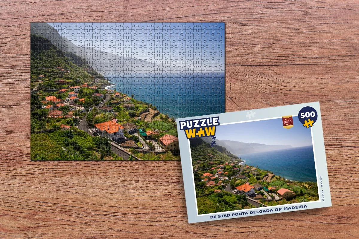 PuzzleWow De stad Ponta Delgada Madeira Legpuzzel 500 Stuks - Multicolor