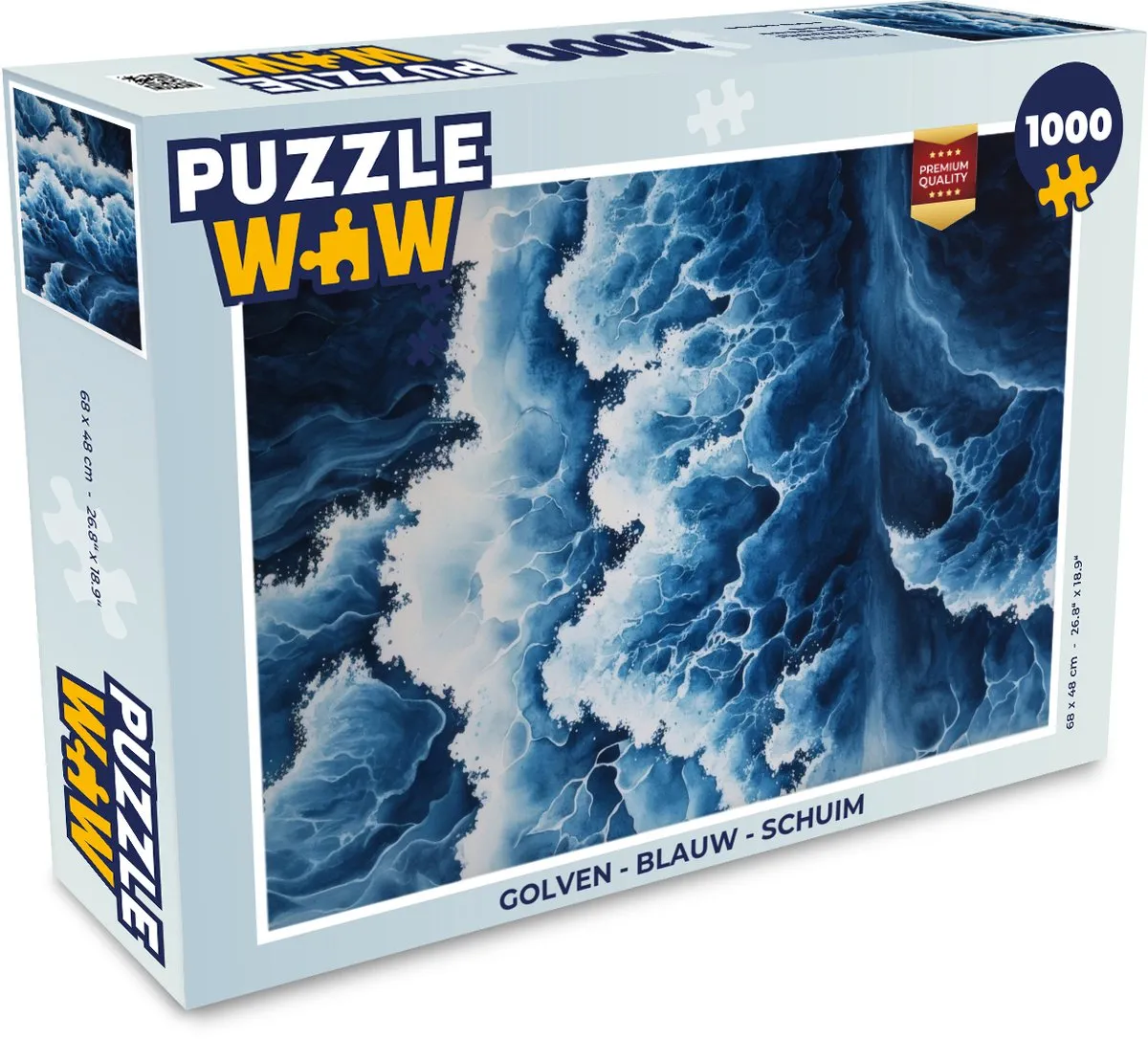 PuzzleWow Golven Legpuzzel 1000 Stuks - Blauw