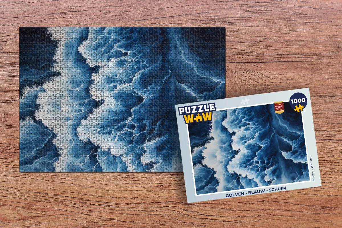 PuzzleWow Golven Legpuzzel 1000 Stuks - Blauw
