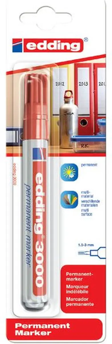 Viltstift edding 3000 rond 1.5-3mm rood blister à 1 stuk