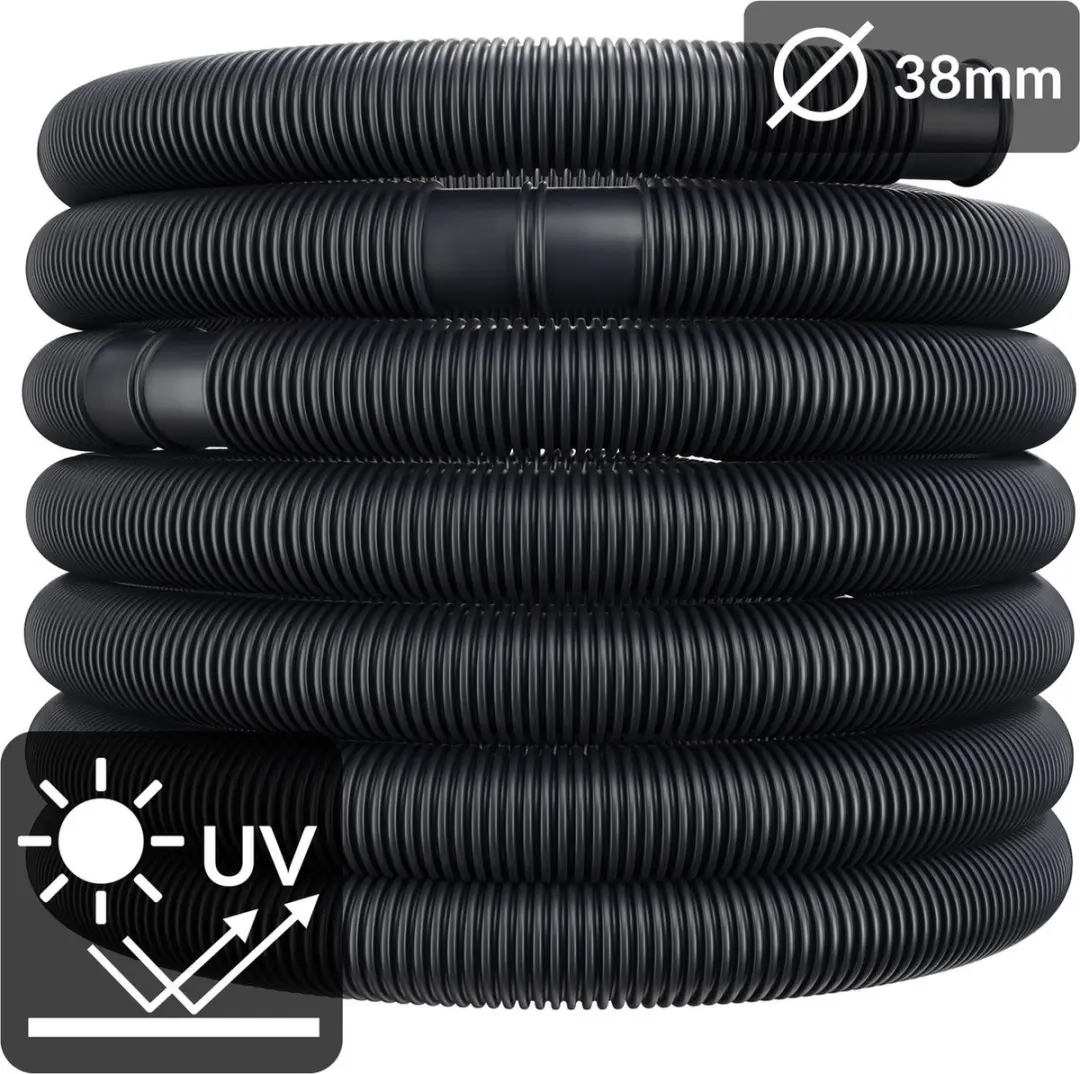 Monzana Zwembadfilterslang 6m Ø38mm - Zwart