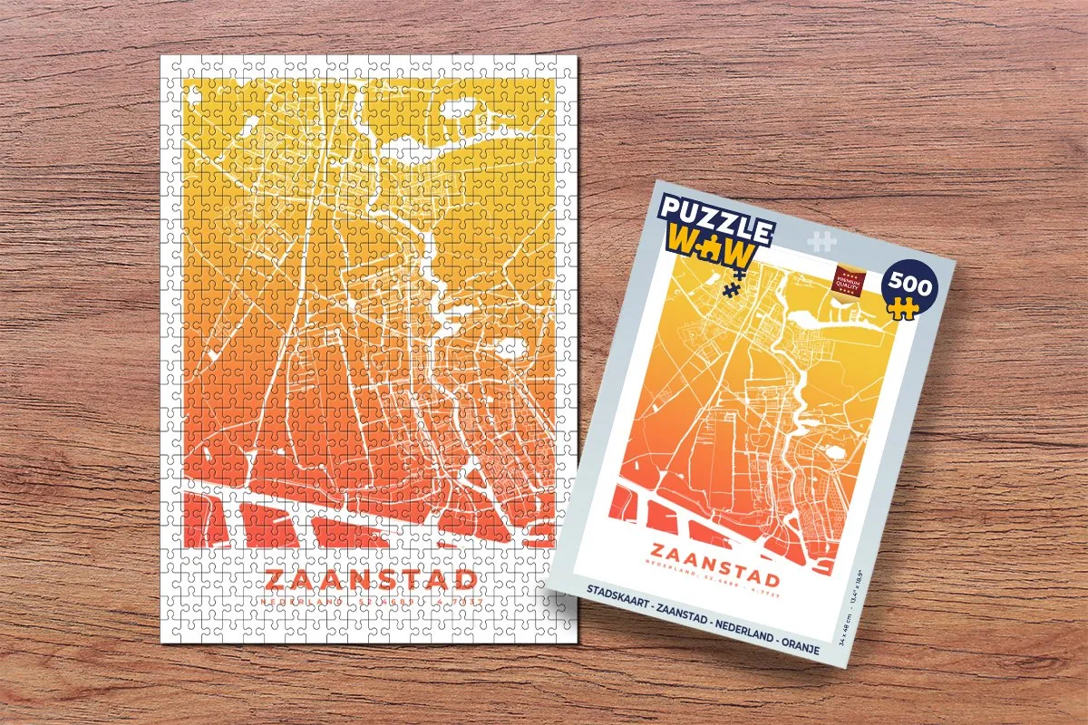 PuzzleWow Stadskaart Zaanstad Nederland - Legpuzzel 500 Stuks - Multicolor