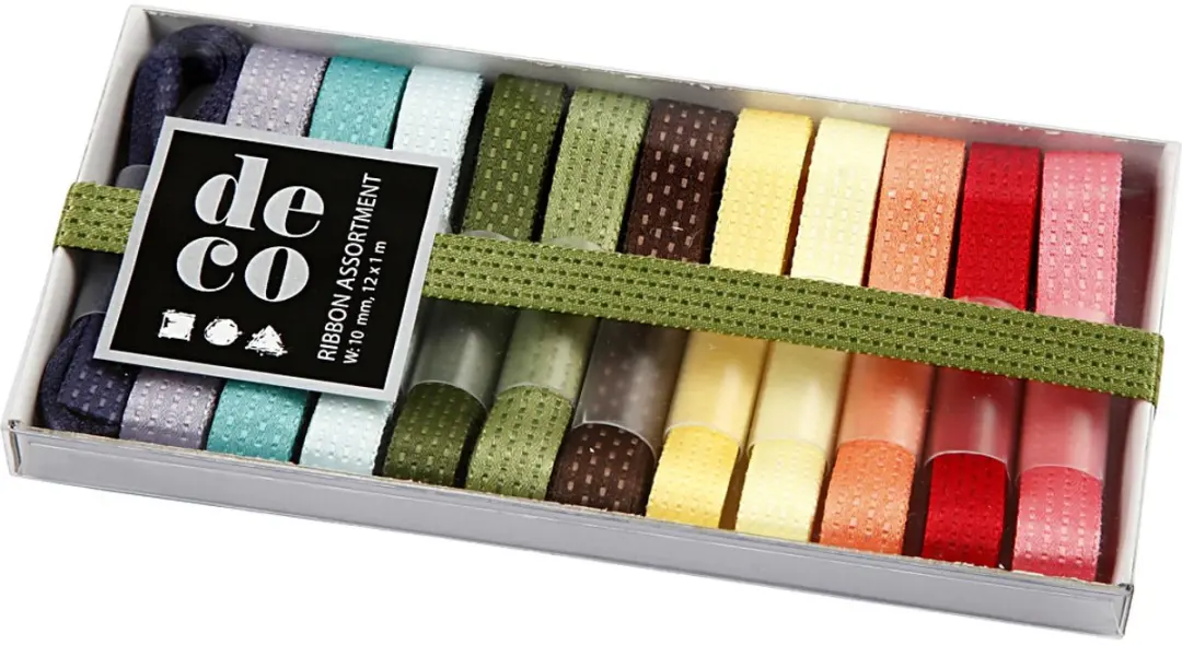 CC Decorative Ribbon, W: 10 mm, assorted colours, 12x1 m/ 1 pack