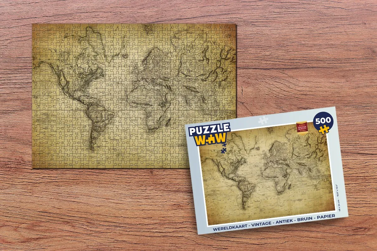 PuzzleWow Wereldkaart Legpuzzel 500 Stuks - Multicolor