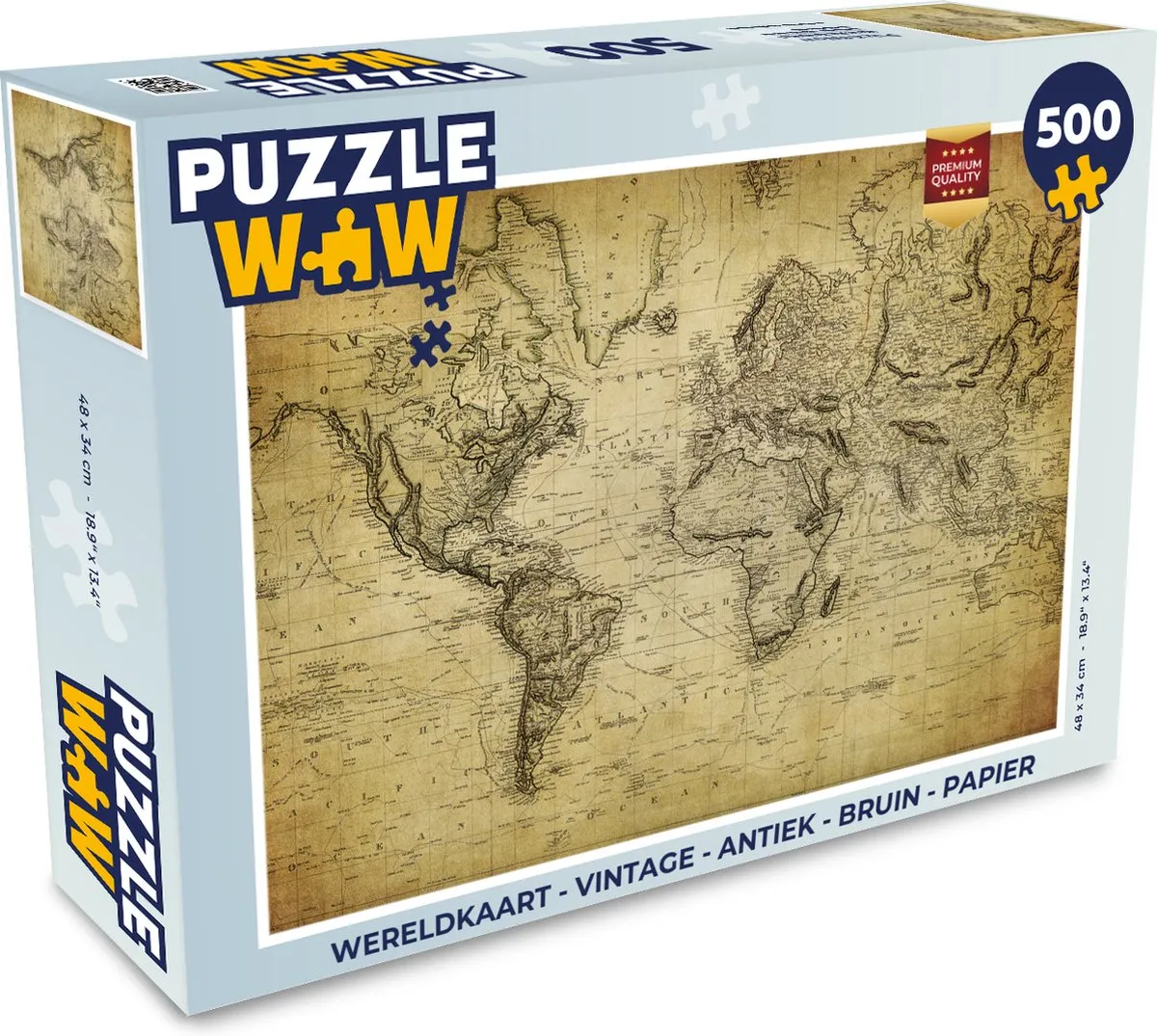 PuzzleWow Wereldkaart Legpuzzel 500 Stuks