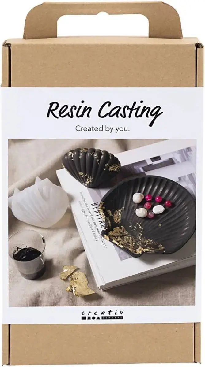 Creativ Company hobbyset hars gieten mossel zwart en goud decoratie.