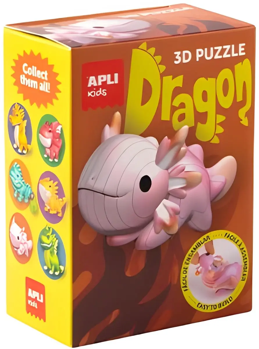 APLI Kids puzzel draken rood karton educatief speelgoed.