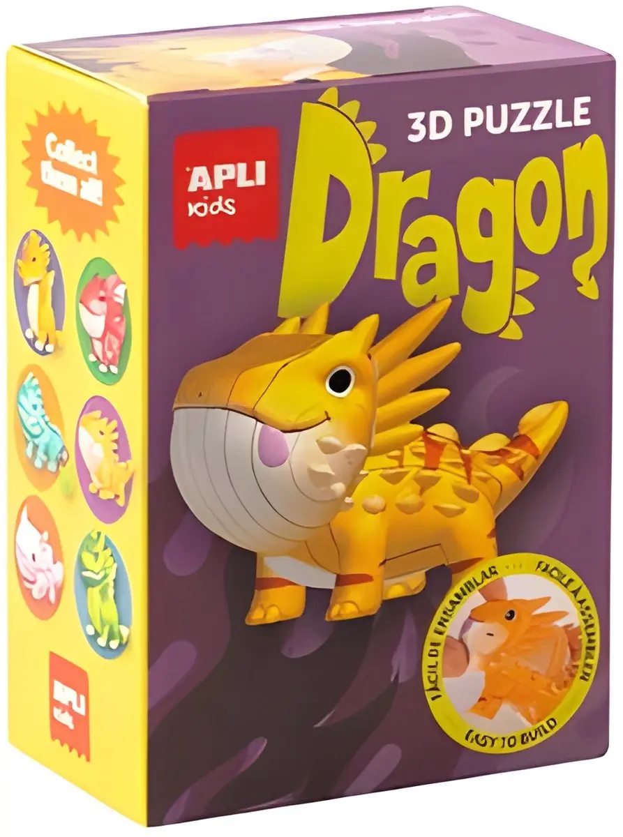 APLI Kids puzzel draken 3D educatief spel karton multicolor.