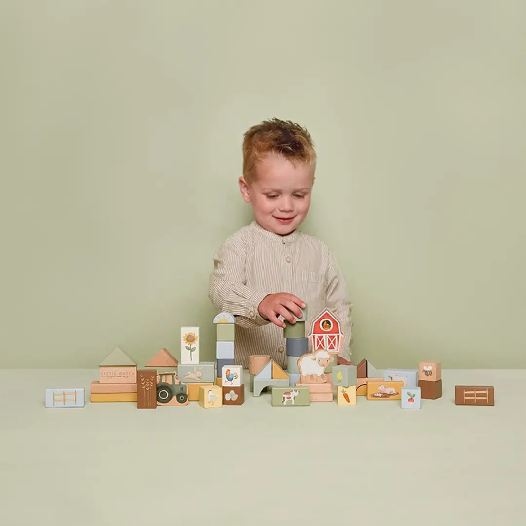 Little Dutch Little Farm Bouwblokken - 3 Stuks - Groen - afbeelding 4 van 6