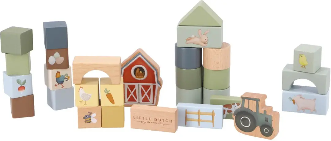 Little Dutch Little Farm Bouwblokken - 3 Stuks - Groen - afbeelding 6 van 6