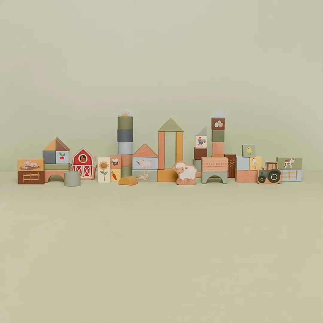 Little Dutch Little Farm Bouwblokken - 3 Stuks - Groen - afbeelding 3 van 6