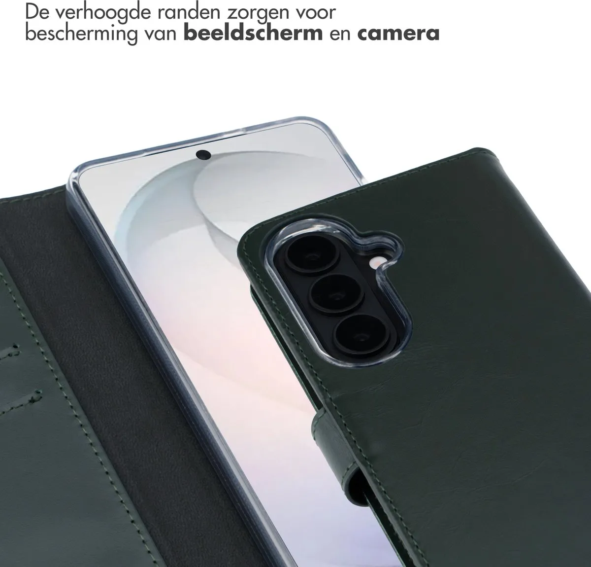 Selencia Hoesje Samsung Galaxy S26 - Groen Lederen Bookcase - 3 Pasjes