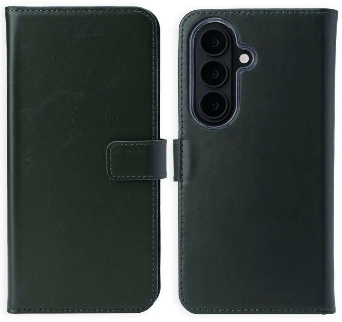 Selencia Hoesje Samsung Galaxy S26 - Groen Lederen Bookcase - 3 Pasjes