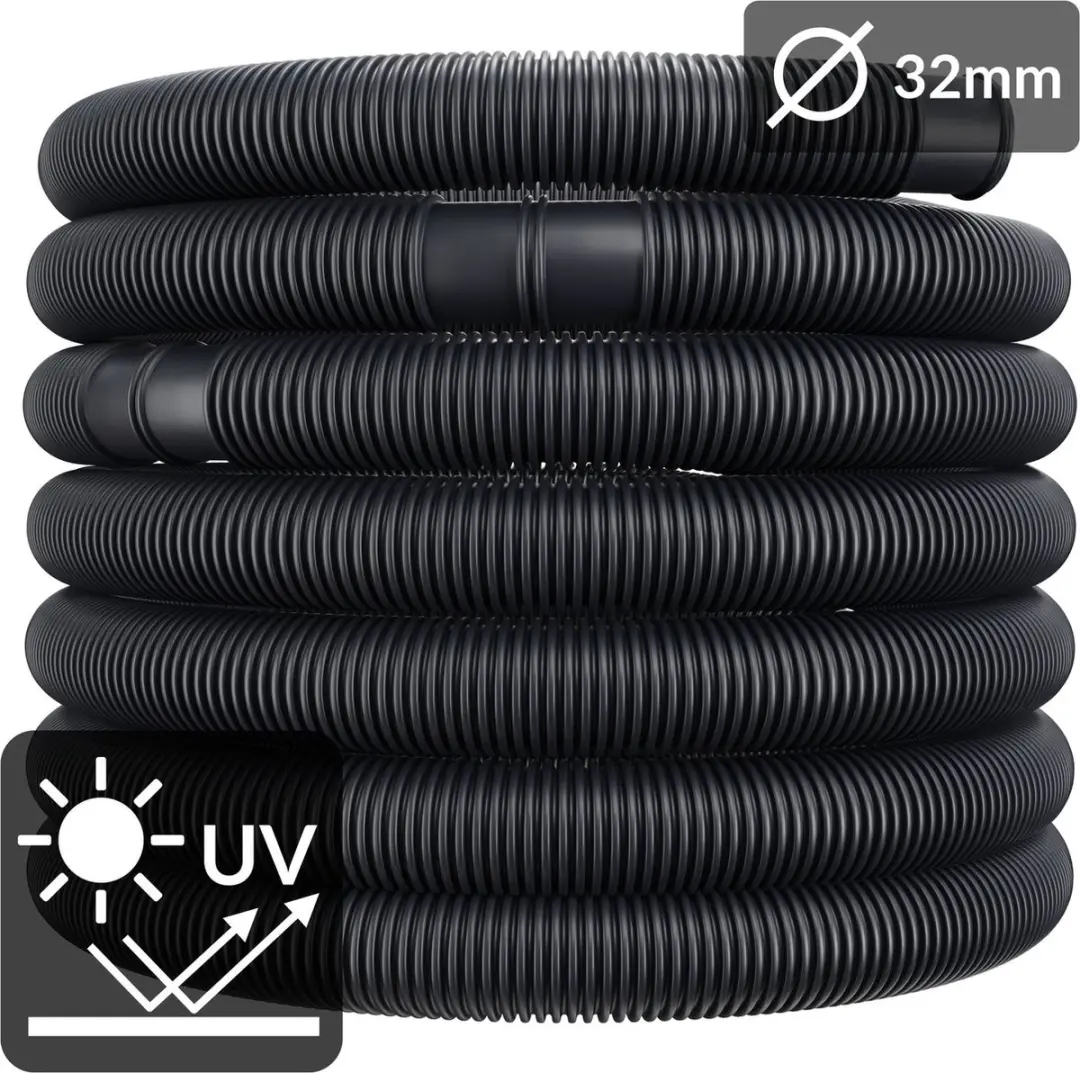 Monzana Zwembadfilterslang 6m Ø32mm - Zwart