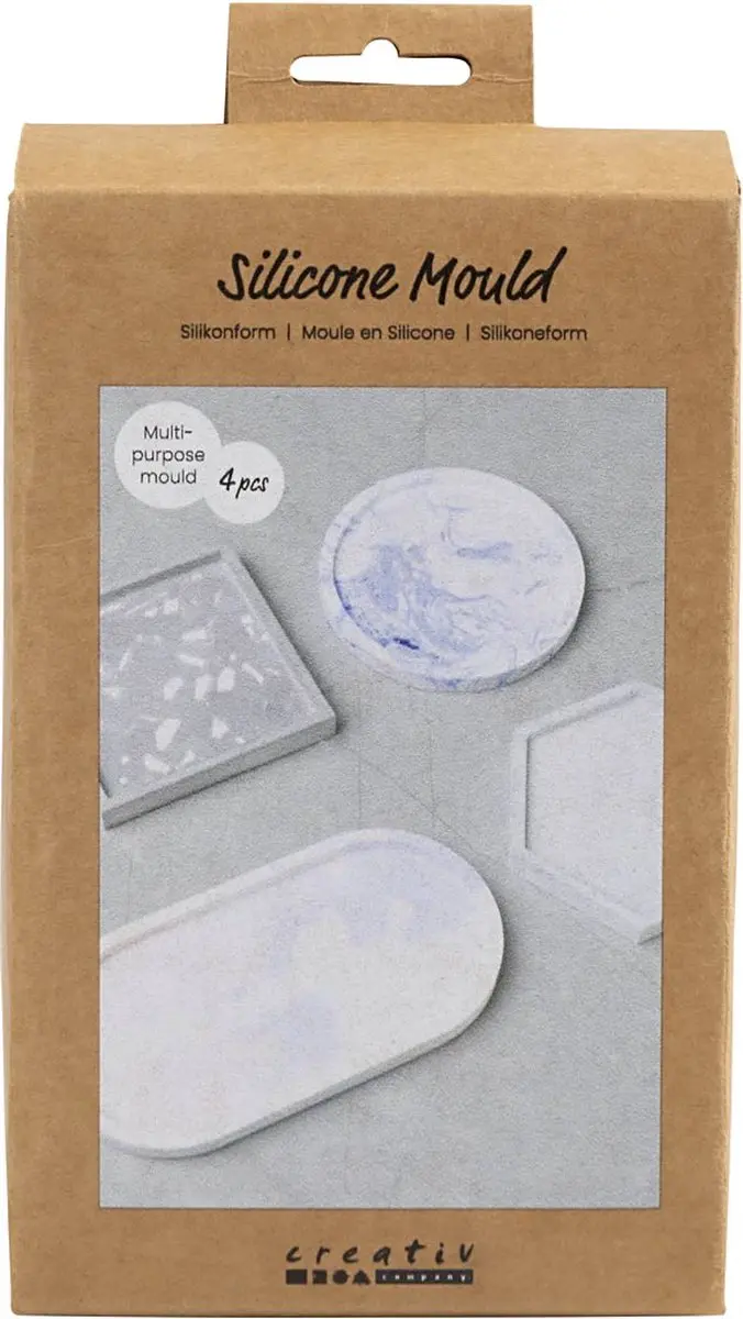 CC Silicone Mould, Square, circle, hexagon and oval, H: 1-1,5 cm, dia. 9-11,2 cm