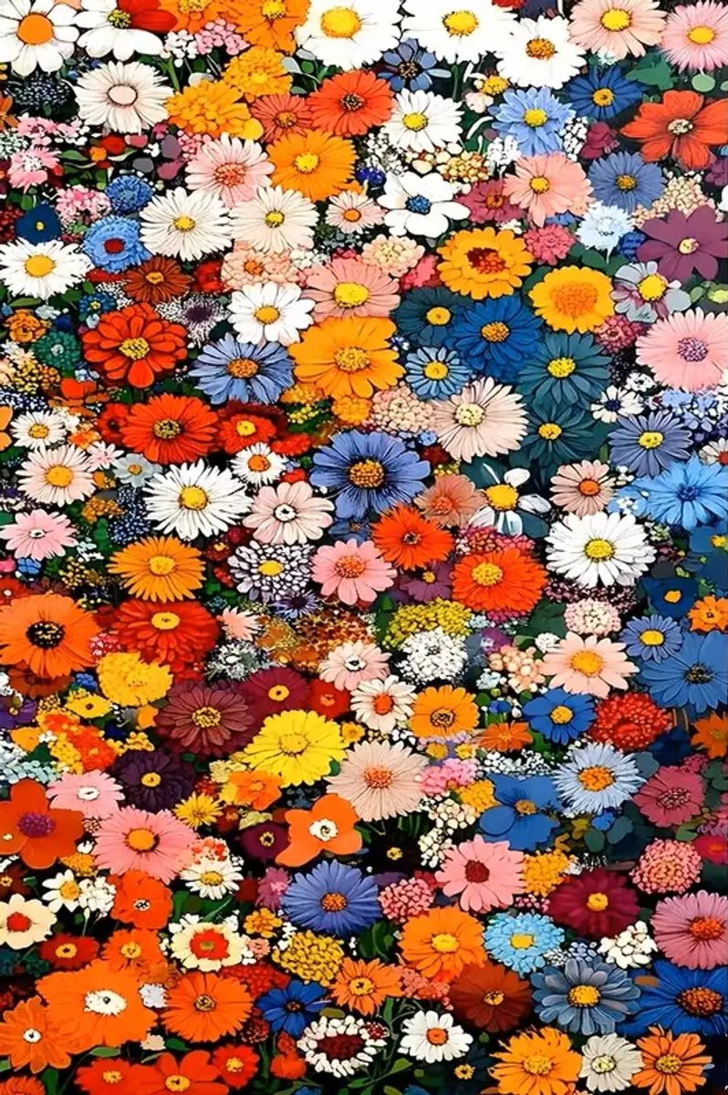 25x20cm Diamond Painting kleurrijke bloemen (rond) nr 434