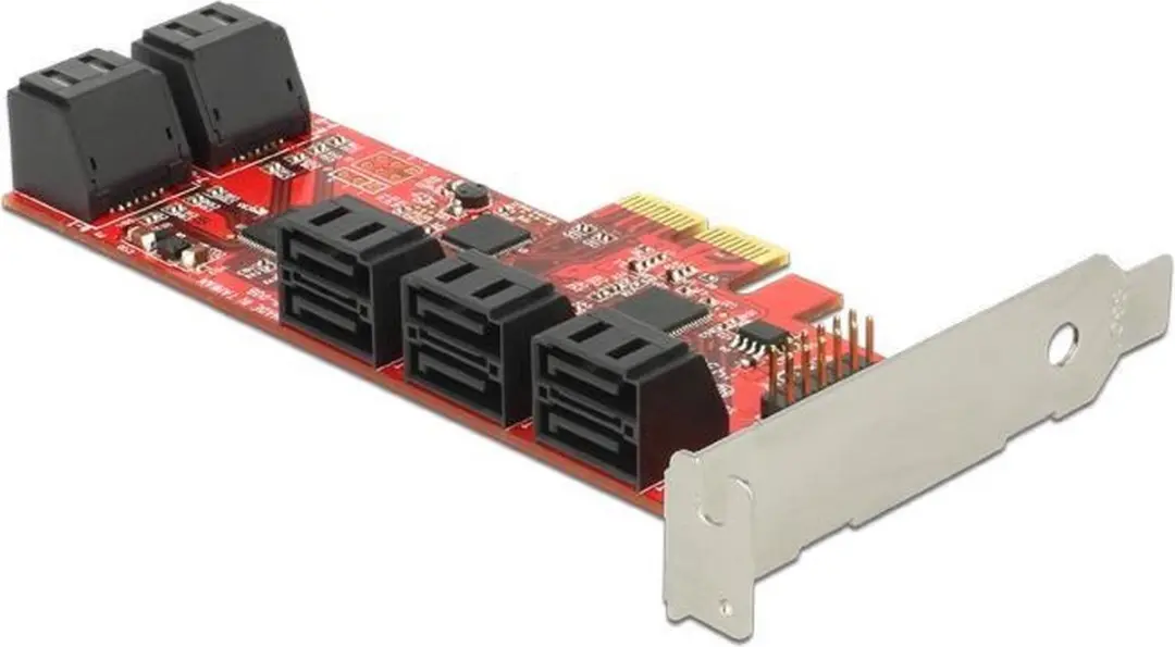 Delock PCIe x2 Kaart 10x SATA 6Gb/s - Rood