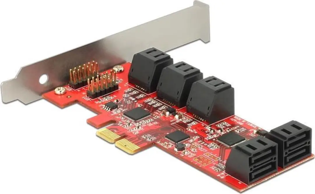 Delock PCIe x2 Kaart 10x SATA 6Gb/s - Rood
